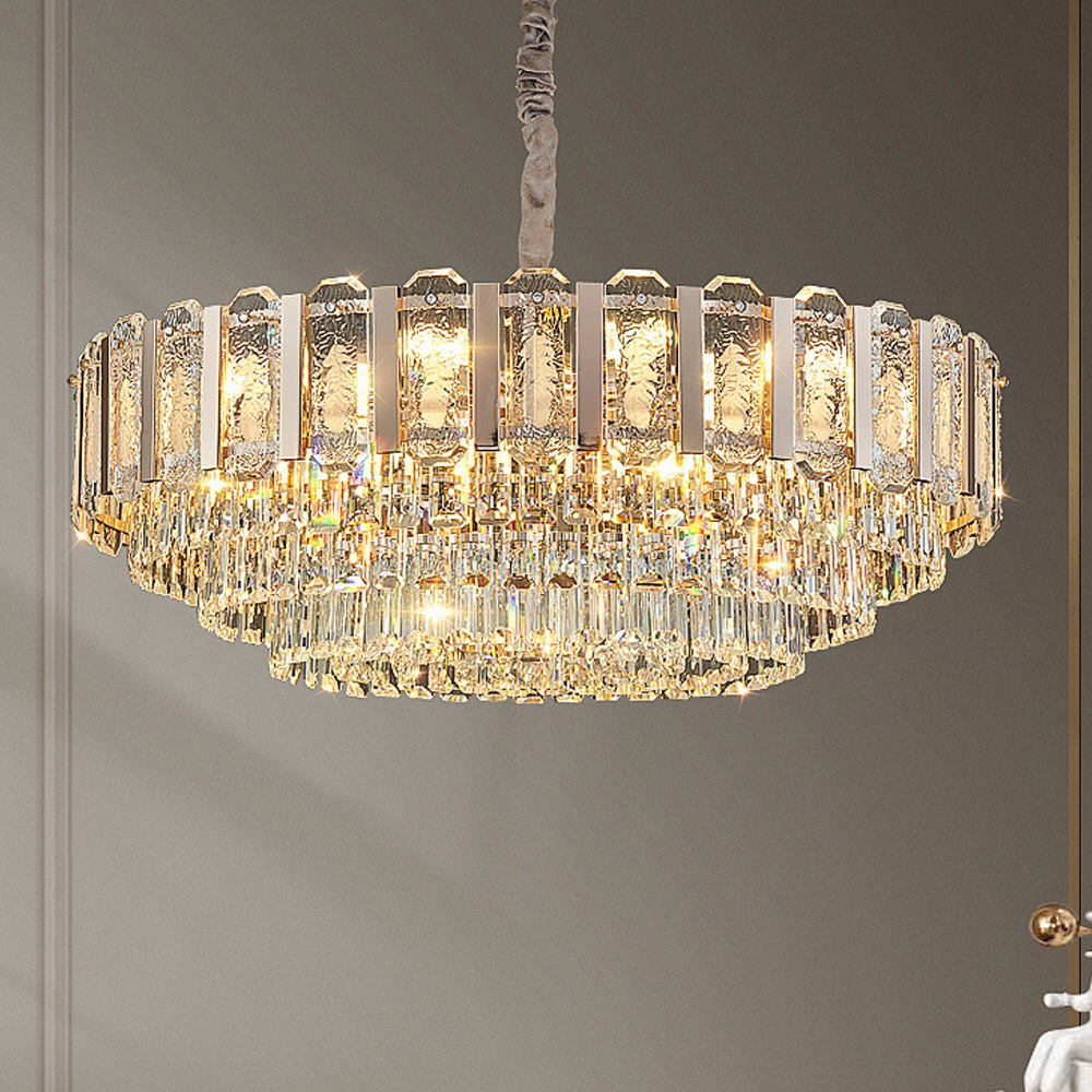Foyer and Curved Staircase Chandelier Setting